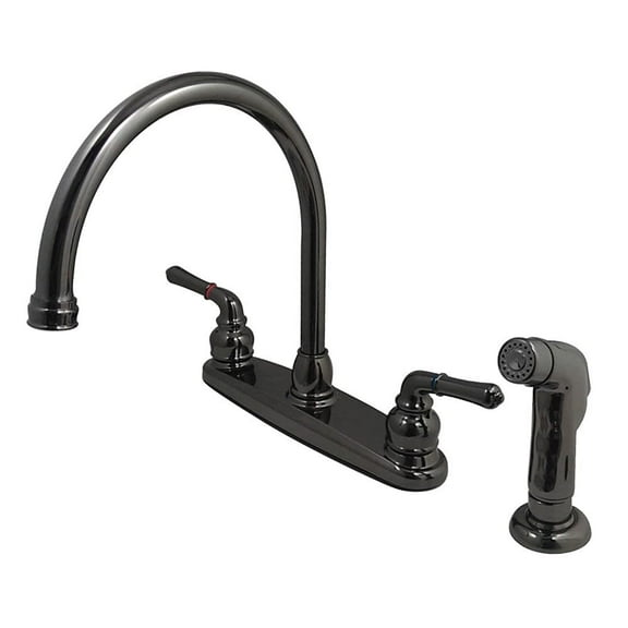Kingston Brass NB790SP Water Onyx Two Handle Centerset Kitchen Faucet and Matching Side Sprayer, Black Nickel
