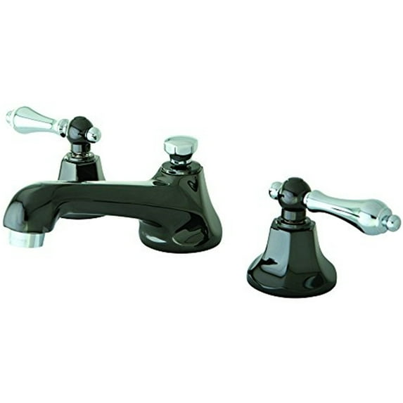 NS4467AL Water Onyx widespread lavatory faucet with brass pop-up drain, black nickel finish with chrome trim