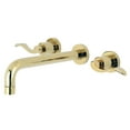 thumbnail image 1 of Kingston Brass KS8022DFL NuWave Two-Handle Wall Mount Roman Tub Faucet, Polished Brass, 1 of 7
