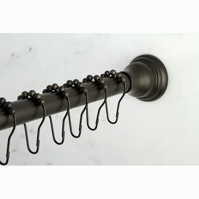 Oil Rubbed Bronze Adjustable Straight Shower Curtain Rod with Rings