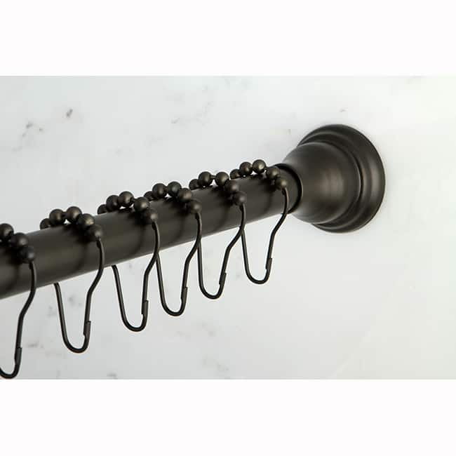 Oil Rubbed Bronze Adjustable Straight Shower Curtain Rod with Rings