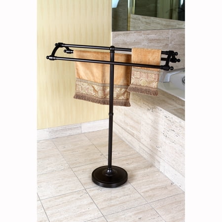 Kingston Brass Oil Rubbed Bronze Pedestal Bath Towel Rack - brown