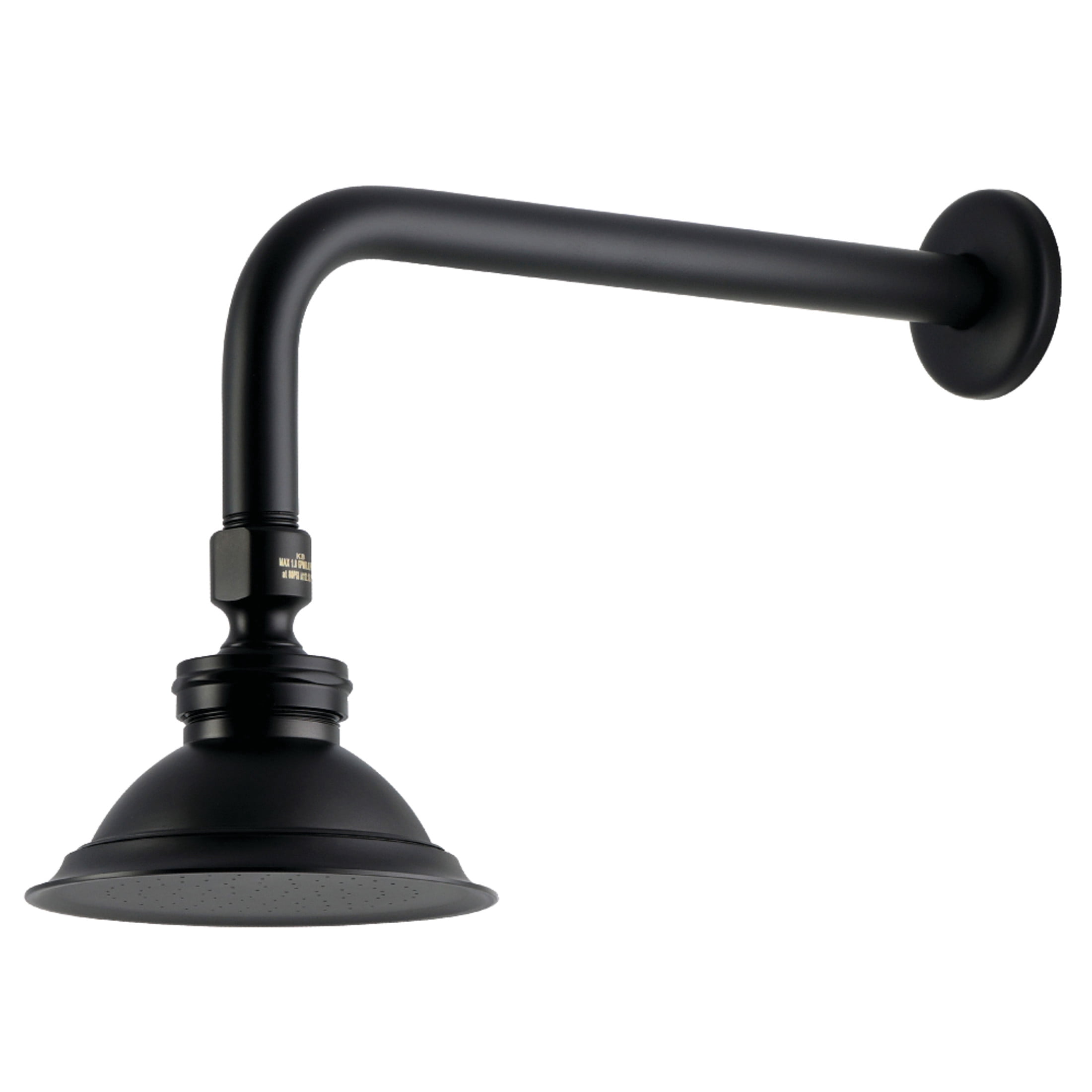 Kingston Brass P10MBCK Victorian 4-13/16-Inch Round Raindrop Brass Shower Head with 12-Inch Shower Arm Combo in Matte Black