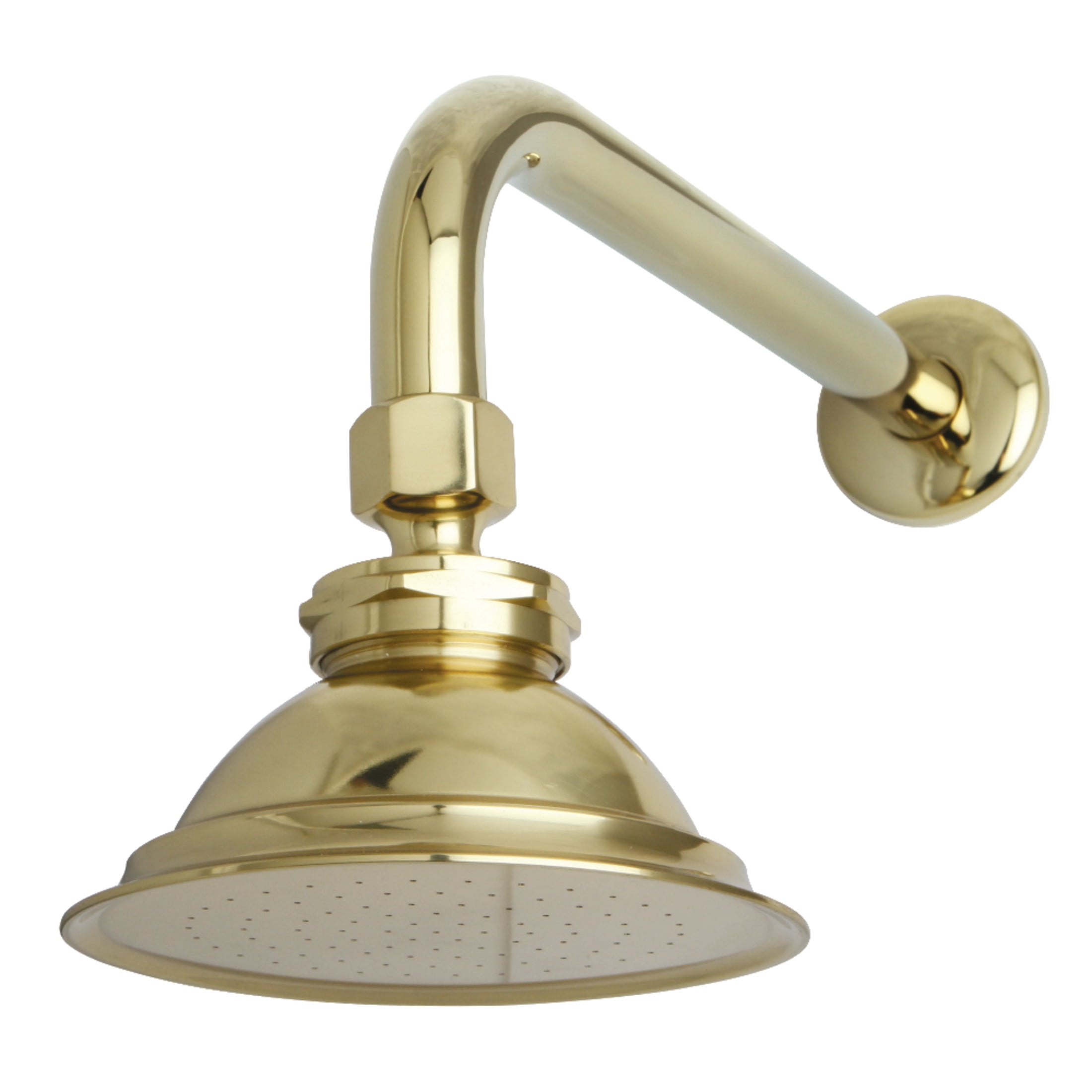Kingston Brass P10PBCK Victorian 4-13/16-Inch Round Raindrop Brass Shower Head with 12-Inch Shower Arm Combo in Polished Brass