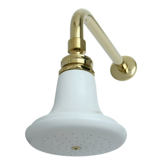 Kingston Brass P50PBCK Victorian Ceramic Showerhead with 12" Shower Arm Combo, Polished Brass