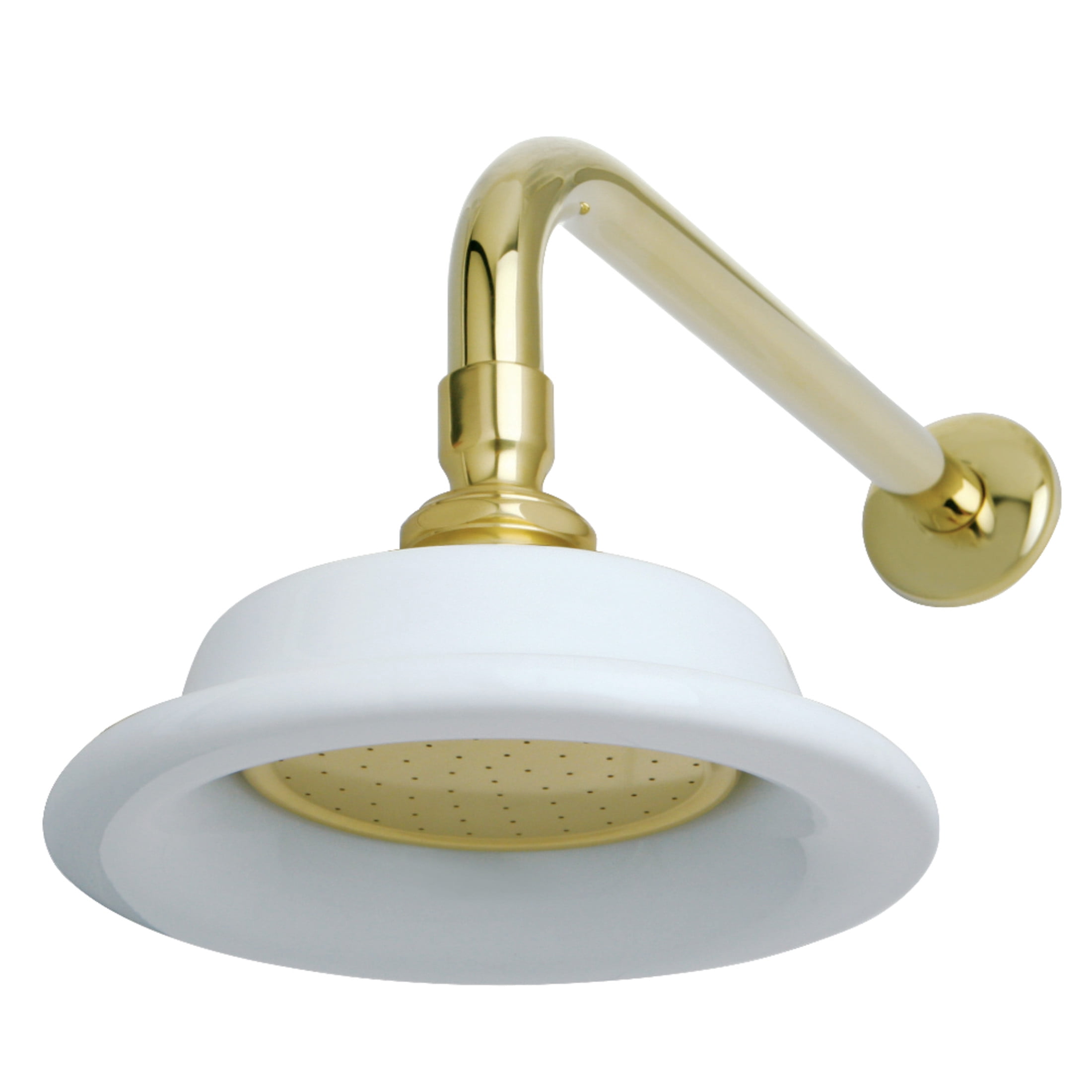 Kingston Brass P60PBCK Victorian 6-5/16-Inch Sunflower Raindrop Ceramic Shower Head with 12-Inch Shower Arm in Polished Brass