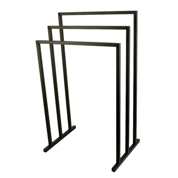 Kingston Brass SCC8280 Edenscape 33-3/16 Inch Freestanding Pedestal 3-Tier Towel Rack in Matte Black