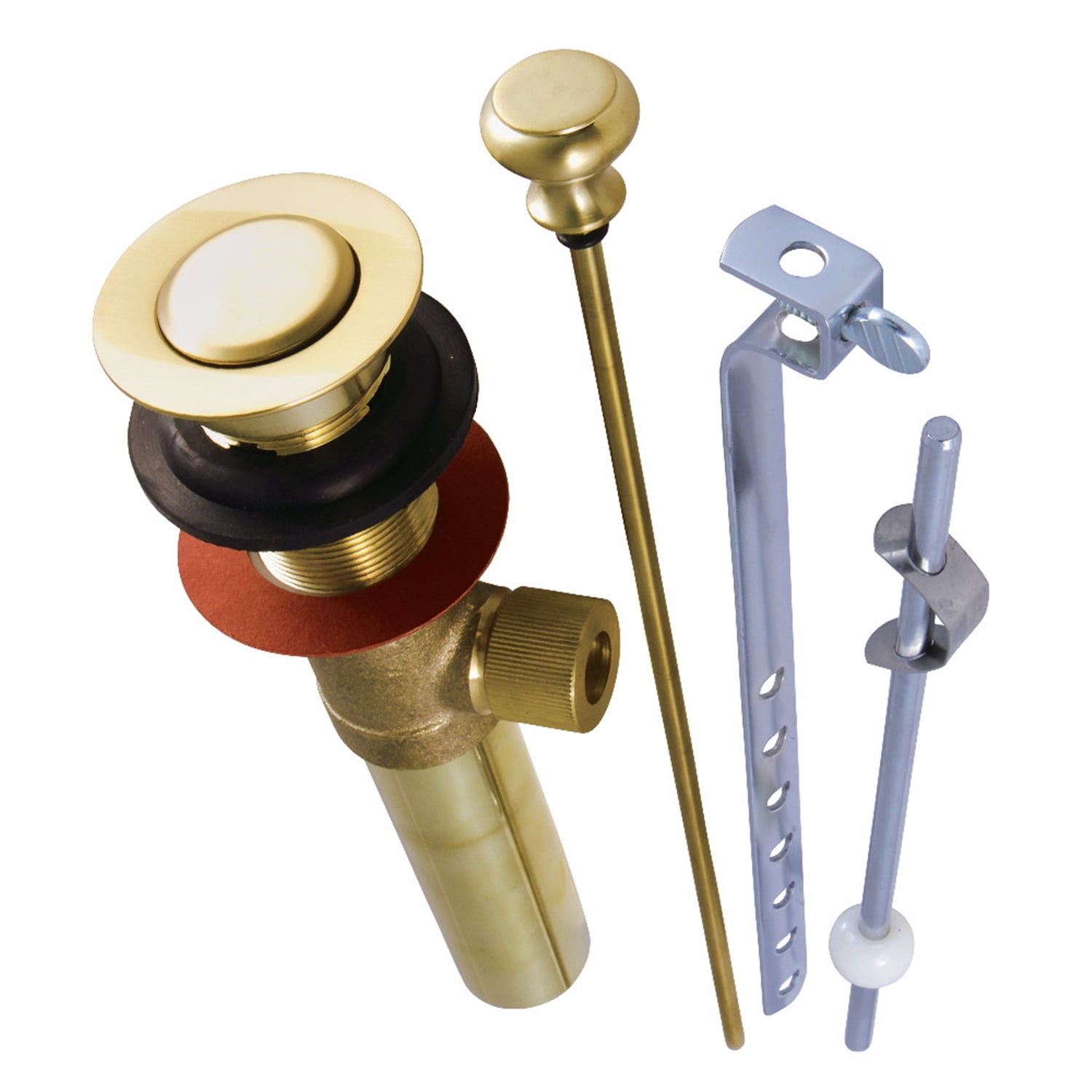 Brushed Brass Pop-Up Bathroom Sink Drain with Overflow
