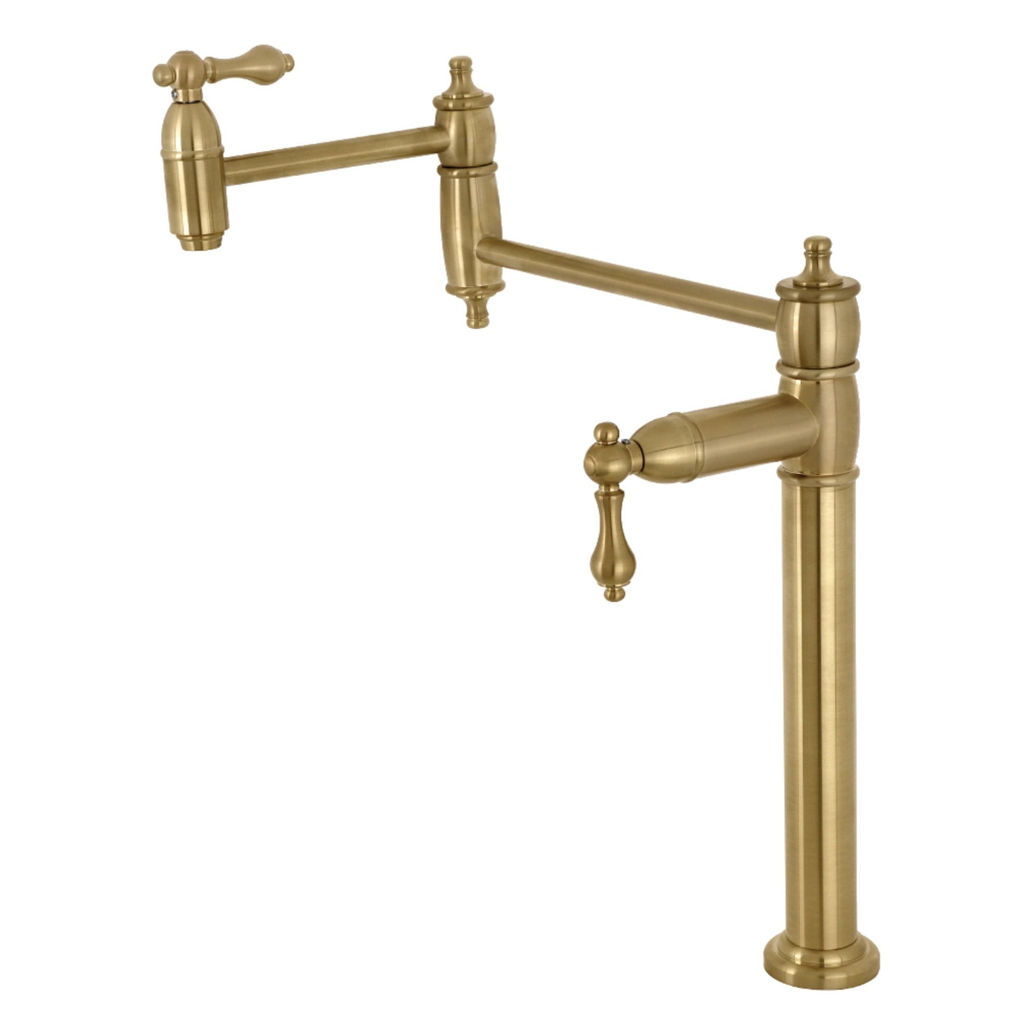 Kingston Brass KS3707AL Restoration Deck Mount Pot Filler Faucet, Brushed Brass