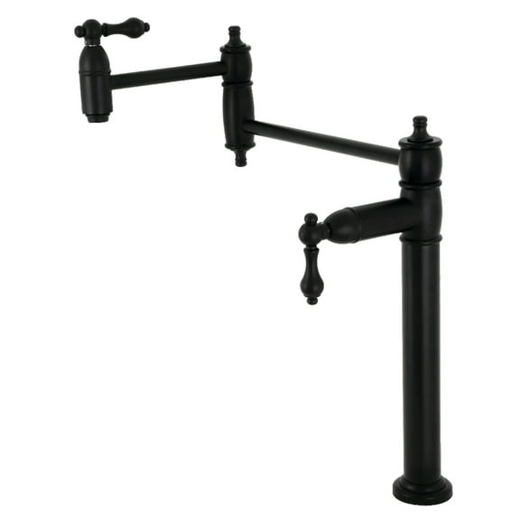 Kingston Brass KS3700AL Restoration Deck Mount Pot Filler Faucet, Matte Black