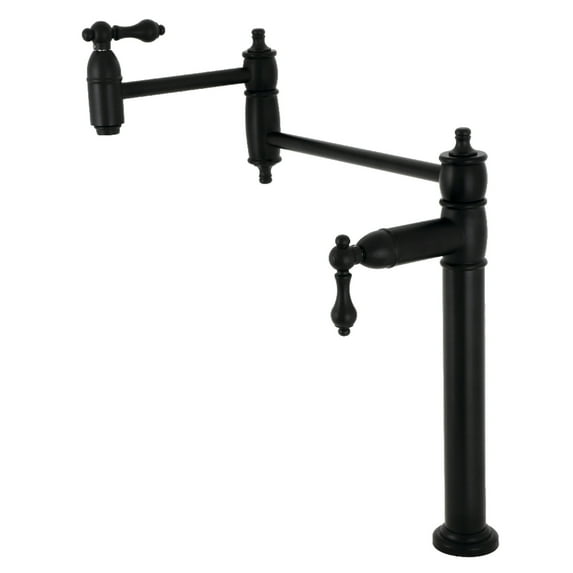 Kingston Brass KS3700AL Restoration Deck Mount Pot Filler Faucet, Matte Black