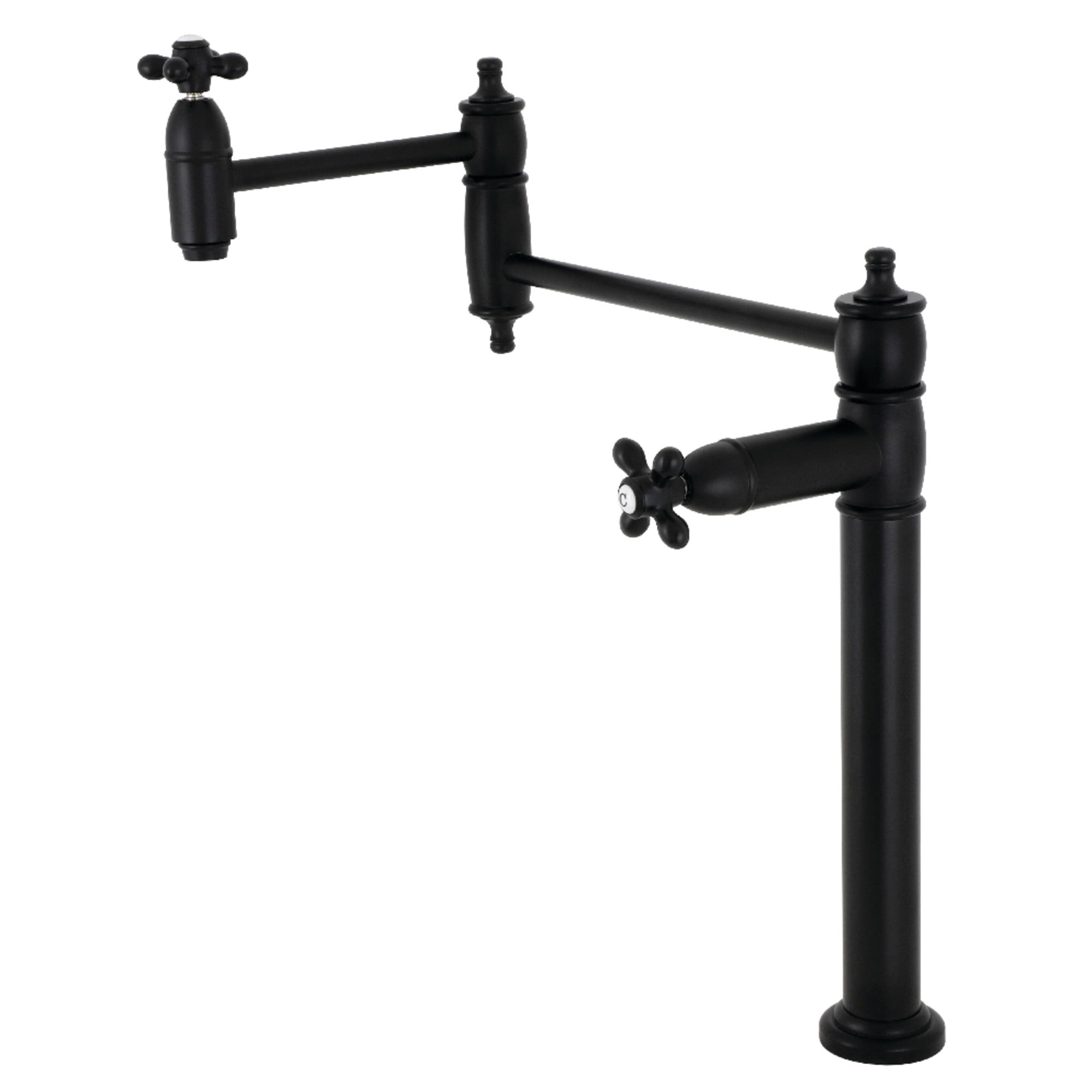 Kingston Brass KS3700AX Restoration Deck Mount Pot Filler Faucet, Matte Black