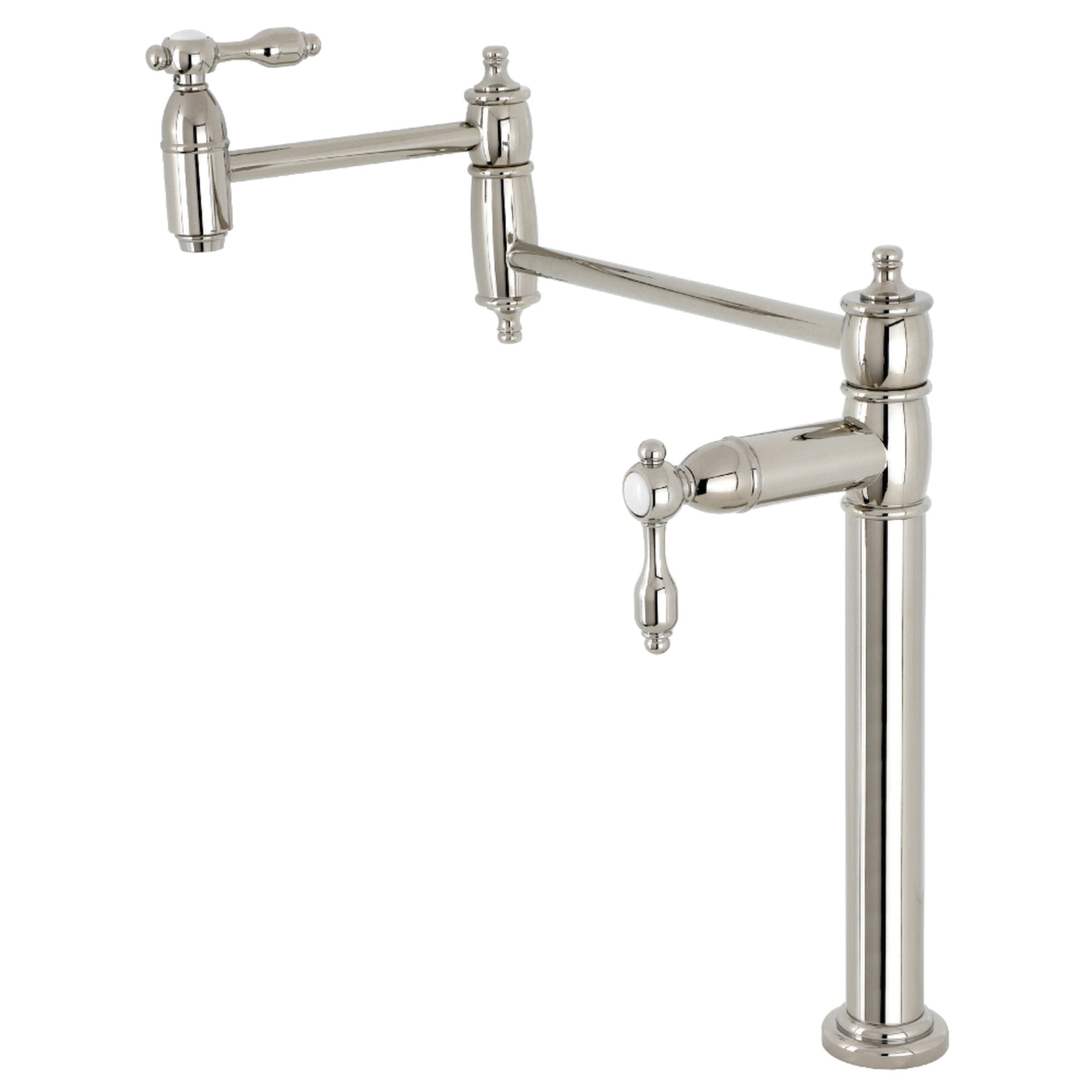 Kingston Brass KS3706TAL Tudor Deck Mount Pot Filler Faucet, Polished Nickel