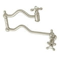 thumbnail image 1 of Kingston Brass KS2108AX Heritage Two-Handle 1-Hole Wall Mount Pot Filler Faucet in Brushed Nickel, 1 of 8
