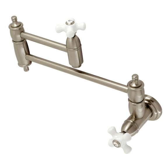 Kingston Brass KS3108PX Restoration Wall Mount Pot Filler Faucet, Brushed Nickel