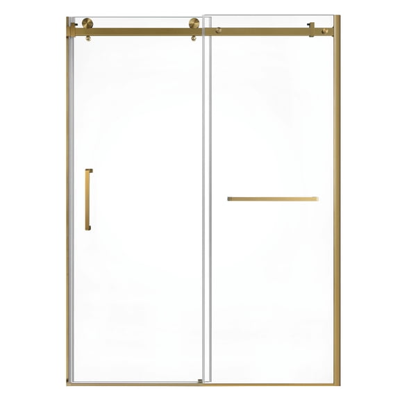 Kingston Brass Prato Frameless Sliding Shower Door, Left Handed, 60" x 76", Brushed Brass Finish