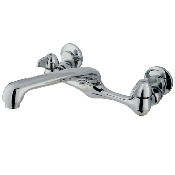 Kingston Brass KF200 Proseal Double-Handle 2-Hole Wall-Mount Bridge Kitchen Faucet in Polished Chrome