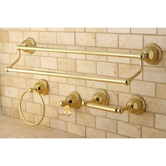 Kingston Brass Restoration 4-Piece Bathroom Hardware Polished Brass Brass Finish