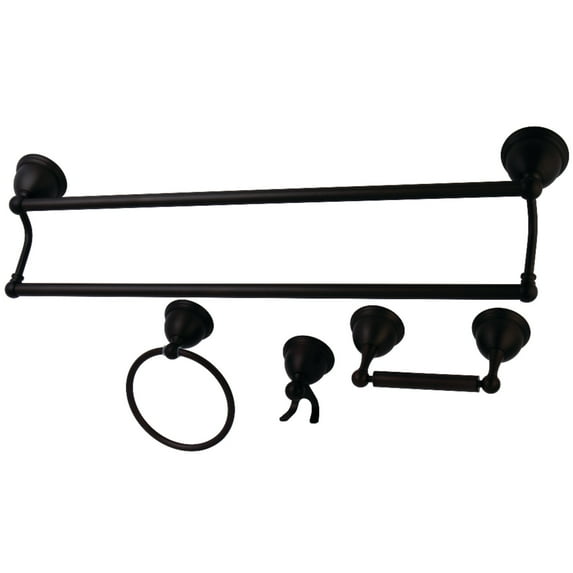 Kingston Brass Restoration 4-Piece Bathroom Hardware Set, Oil Rubbed Bronze, Wall Mounted