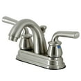 thumbnail image 1 of Kingston Brass  Restoration Two-Handle 3-Hole Deck Mount 4" Centerset Bathroom Faucet with Plastic Pop-Up Brushed Nickel Brushed, 1 of 5