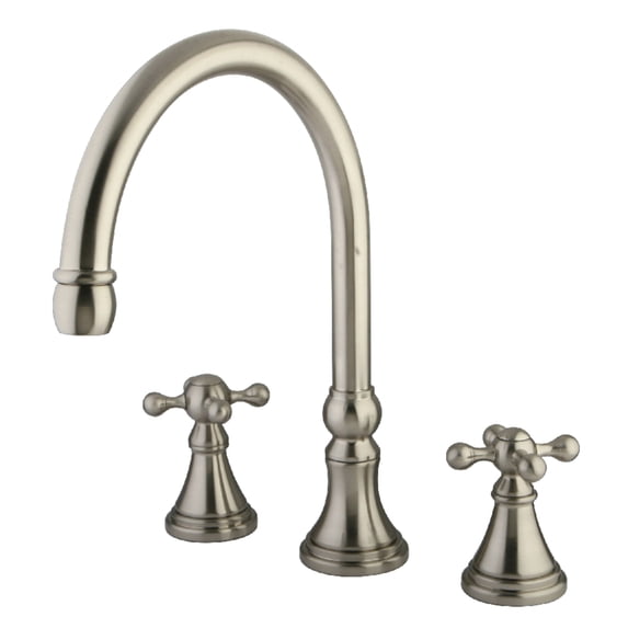 Kingston Brass KS2348KX Roman Two-Handle Deck Mount Roman Tub Faucet, Brushed Nickel