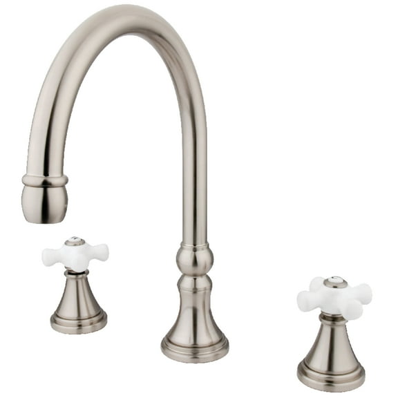 Kingston Brass KS2348PX Roman Two-Handle Deck Mount Roman Tub Faucet, Brushed Nickel