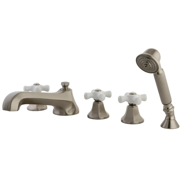 Kingston Brass KS43085PX Metropolitan 5-Piece Roman Tub Faucet with Hand Shower, Brushed Nickel