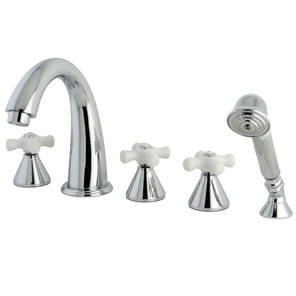 Kingston Brass KS23615PX Milano 5-Piece Roman Tub Faucet with Hand Shower, Polished Chrome