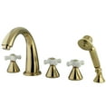 thumbnail image 1 of Kingston Brass KS23625PX Milano 5-Piece Roman Tub Faucet with Hand Shower, Polished Brass, 1 of 4