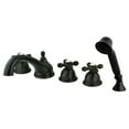 thumbnail image 1 of Kingston Brass KS33555AX Magellan 5-Piece Roman Tub Faucet with Hand Shower, Oil Rubbed Bronze, 1 of 4