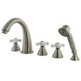 thumbnail image 1 of Kingston Brass KS23685PX Milano 5-Piece Roman Tub Faucet with Hand Shower, Brushed Nickel, 1 of 4