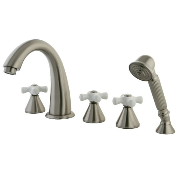 Kingston Brass KS23685PX Milano 5-Piece Roman Tub Faucet with Hand Shower, Brushed Nickel