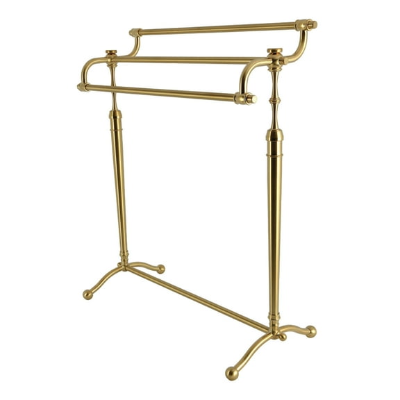 Kingston Brass SCC2397 Warwick 28-Inch Freestanding Pedestal 3-Tier Towel Rack in Brushed Brass