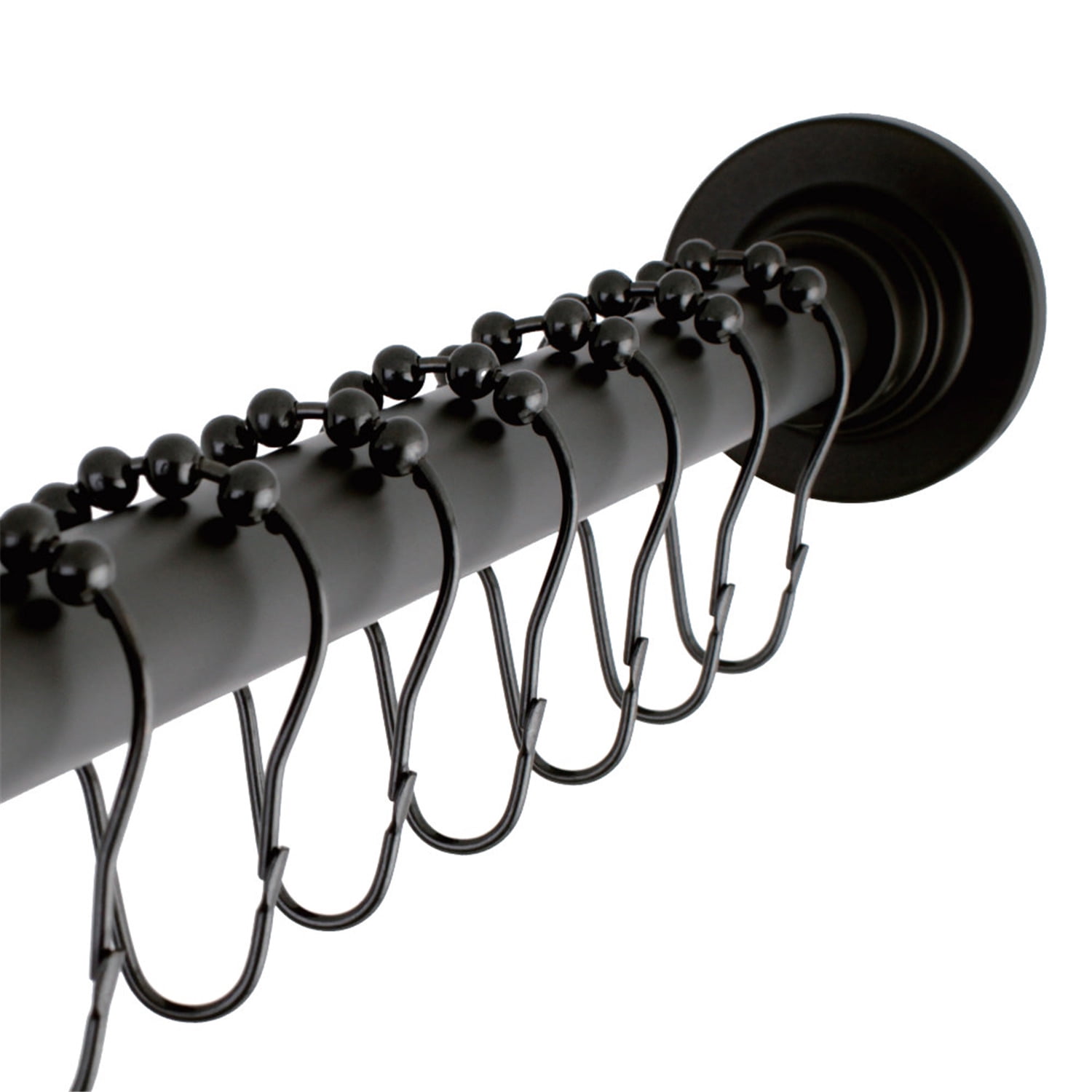 Oil Rubbed Bronze Adjustable Shower Curtain Rod with Roller Ball Rings