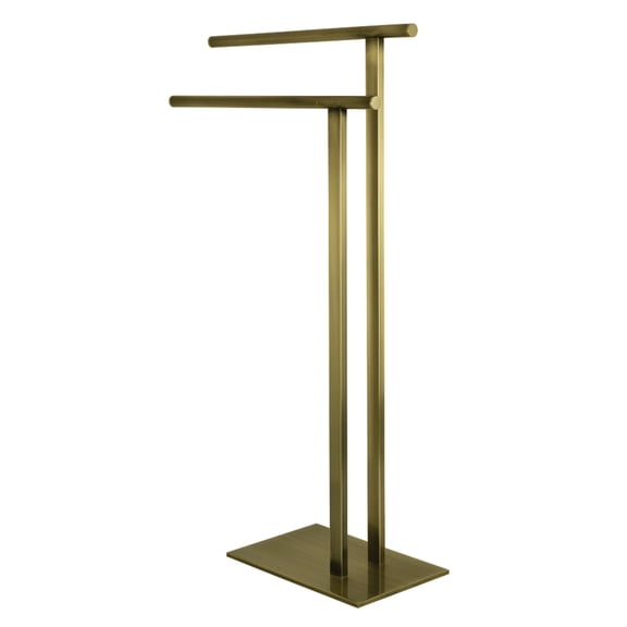Kingston Brass SCC6033 Edenscape 32-7/16 Inch Freestanding Pedestal 2-Tier L-Shape Towel Rack in Antique Brass