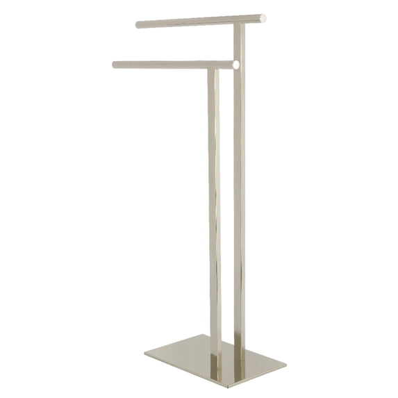 Kingston Brass SCC6036 Edenscape 32-7/16 Inch Freestanding Pedestal 2-Tier L-Shape Towel Rack in Polished Nickel