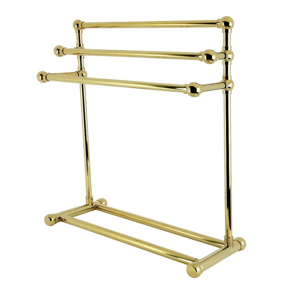 Kingston Brass SCC8232 Maximilien 28" Freestanding Pedestal 3-Tier Towel Rack, Polished Brass