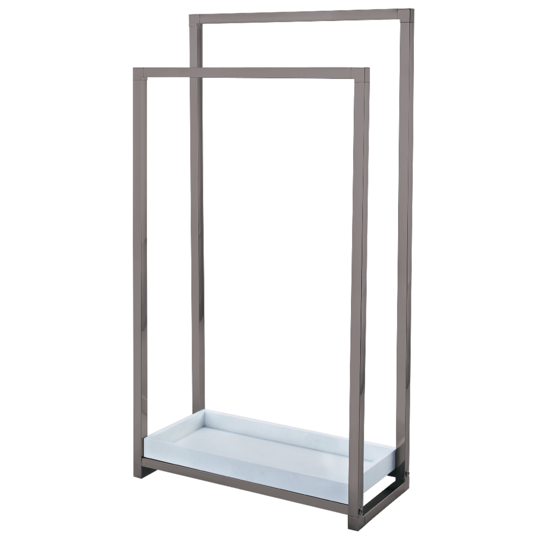 Kingston Brass SCC8268 Edenscape 33-5/8 Inch Freestanding Pedestal 2-Tier Towel Rack with Wooden Shelf in Brushed Nickel