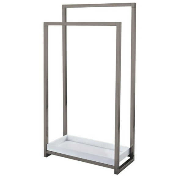 Kingston Brass Edenscape SCC8268 Pedestal 2-Tier Steel Construction Towel Rack with Wooden Case, Satin Nickel