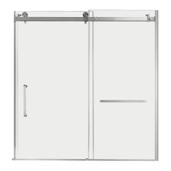Kingston Brass SSD60608SL8 60 x 60 Left Handed Shower Door, Brushed Nickel
