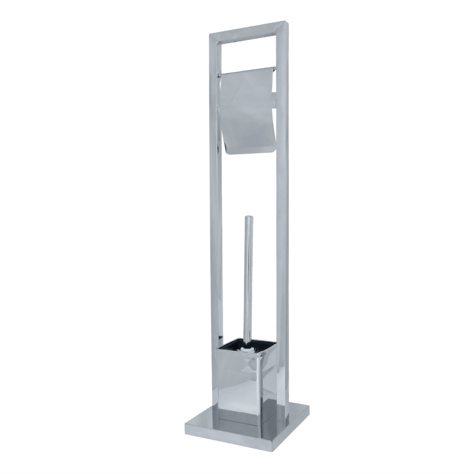 Polished Chrome Freestanding Toilet Paper Holder with Brush