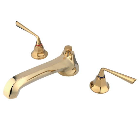 Kingston Brass KS4302ZL Silver Sage Two-Handle Deck Mount Roman Tub Faucet, Polished Brass