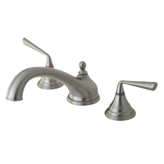 Kingston Brass KS5538ZL Silver Sage Two-Handle Deck Mount Roman Tub Faucet, Brushed Nickel