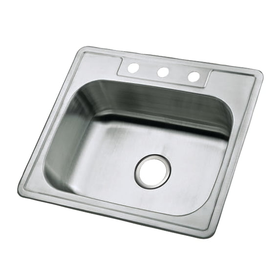 Gourmetier GKTS2520 Studio 25" Stainless Steel Self-Rimming Single Bowl Drop-In Kitchen Sink, Brushed