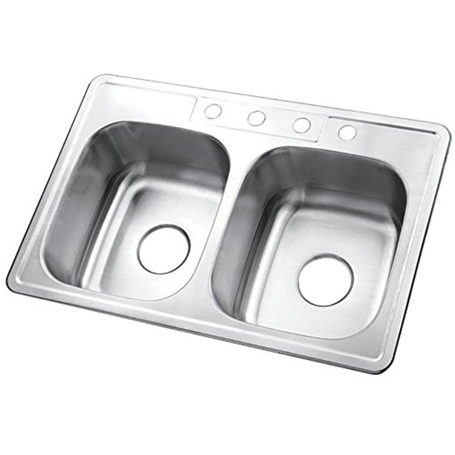 Brushed Stainless Steel Double Bowl Drop-In Kitchen Sink
