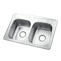 Gourmetier GKTD33227 Studio 33" Stainless Steel Self-Rimming Double Bowl Drop-In Kitchen Sink, Brushed