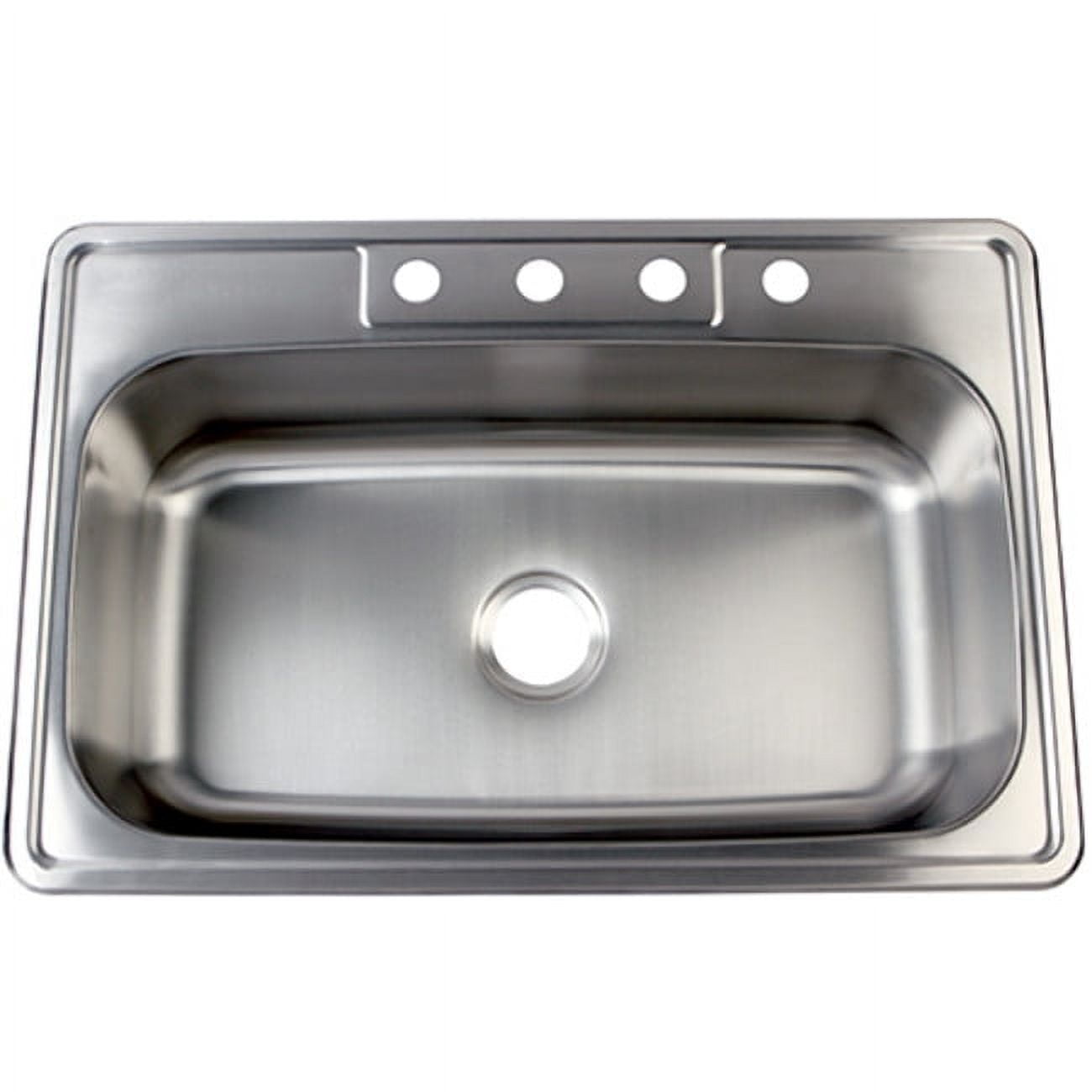 Brushed Stainless Steel 33-Inch Single Bowl Drop-In Kitchen Sink
