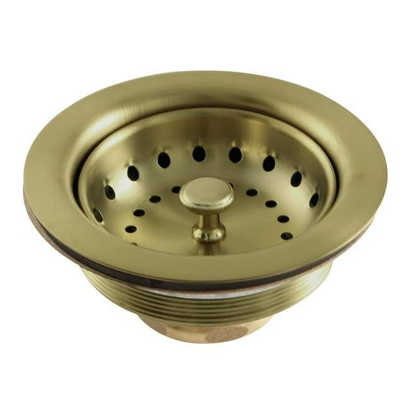 Kingston Brass K111BBB Tacoma Stainless Steel Kitchen Sink Basket Strainer, Brushed Brass