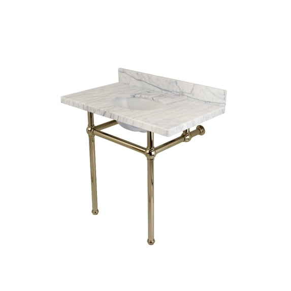 Kingston Brass KVPB36MB6 Templeton 36" Oval Marble Wall Mounted Bathroom Console - Carrara