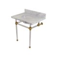 thumbnail image 1 of Kingston Brass Templeton 30 inch Carrara Marble Vanity Sink Top with Acrylic Legs, 3-Hole, White and Brushed Brass, 1 of 5